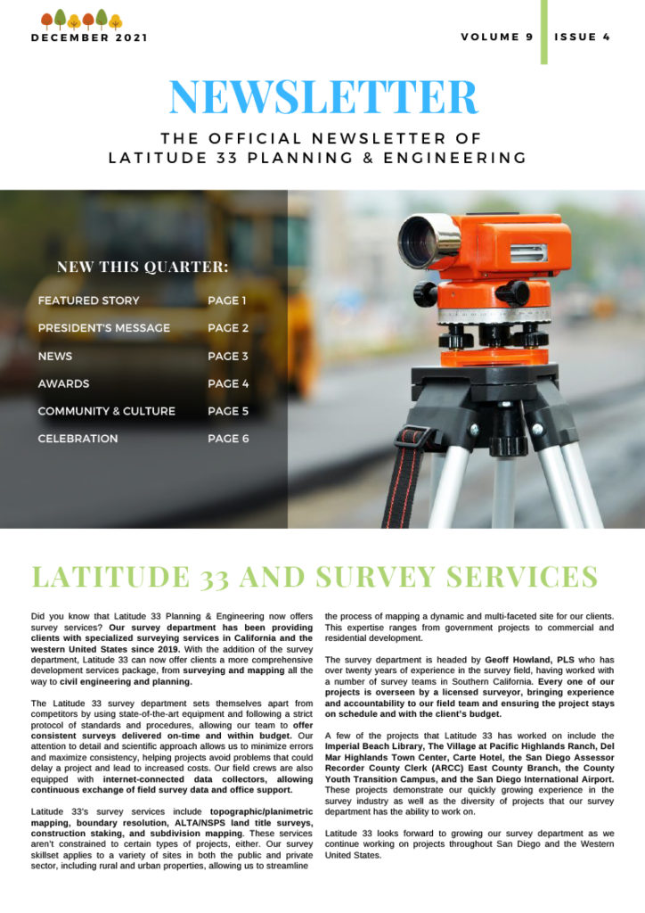 Latitude 33 Newsletter
